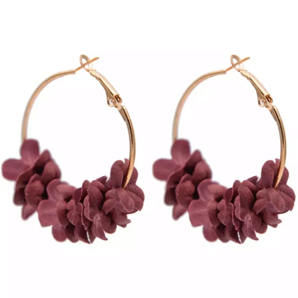 Maroon floral hoops